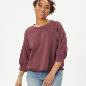 Michael Stars Fired Brick Julia Puff Sleeve Pullover Sweatshirt Size Small S NEW